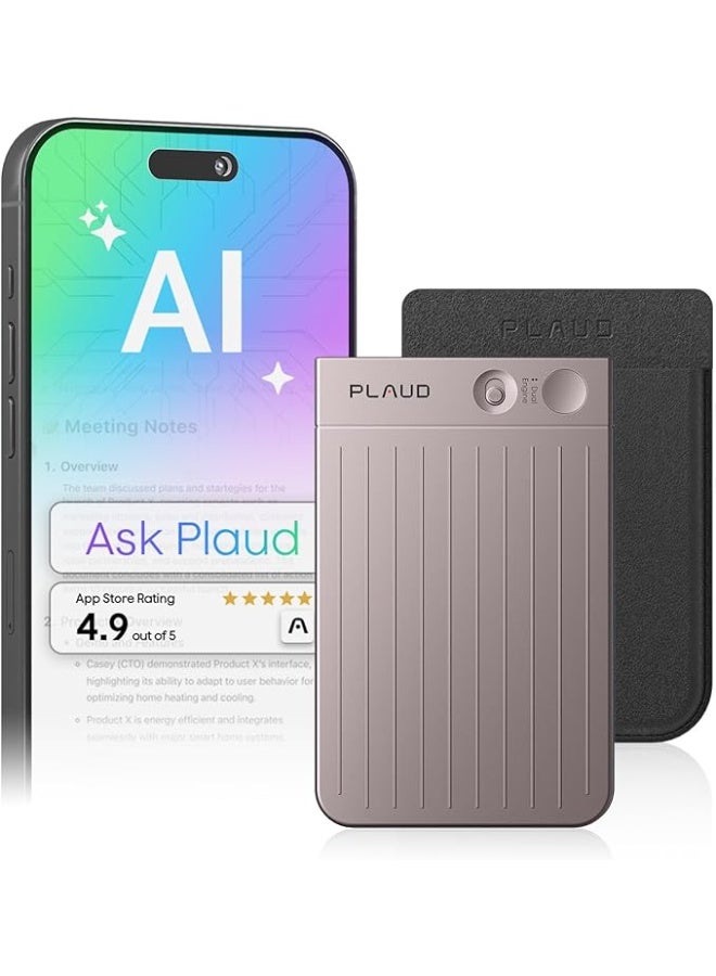 بلود مسجل الصوت الذكي PLAUD NOTE، تحكم عبر التطبيق، نسخ وتلخيص مدعوم بتقنية ChatGPT، يدعم 57 لغة، سعة تخزين 64 جيجابايت، مسجل صوت للمكالمات والاجتماعات والمقابلات، Starlight - Image 1